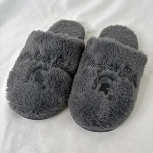 Michigan State Spartans MSU Women's 5/6‎ Slip On Slippers Gray Green House Shoes